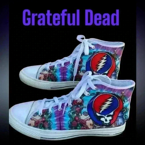 Grateful Dead dancing bear converse  womens size 11 - Picture 1 of 7